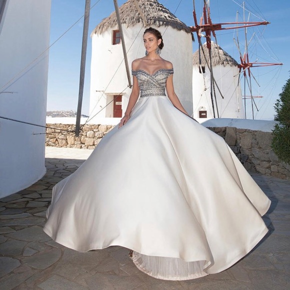 🎈TARIK EDIZ Off-shoulder Beaded Evening Gown - Picture 2 of 8